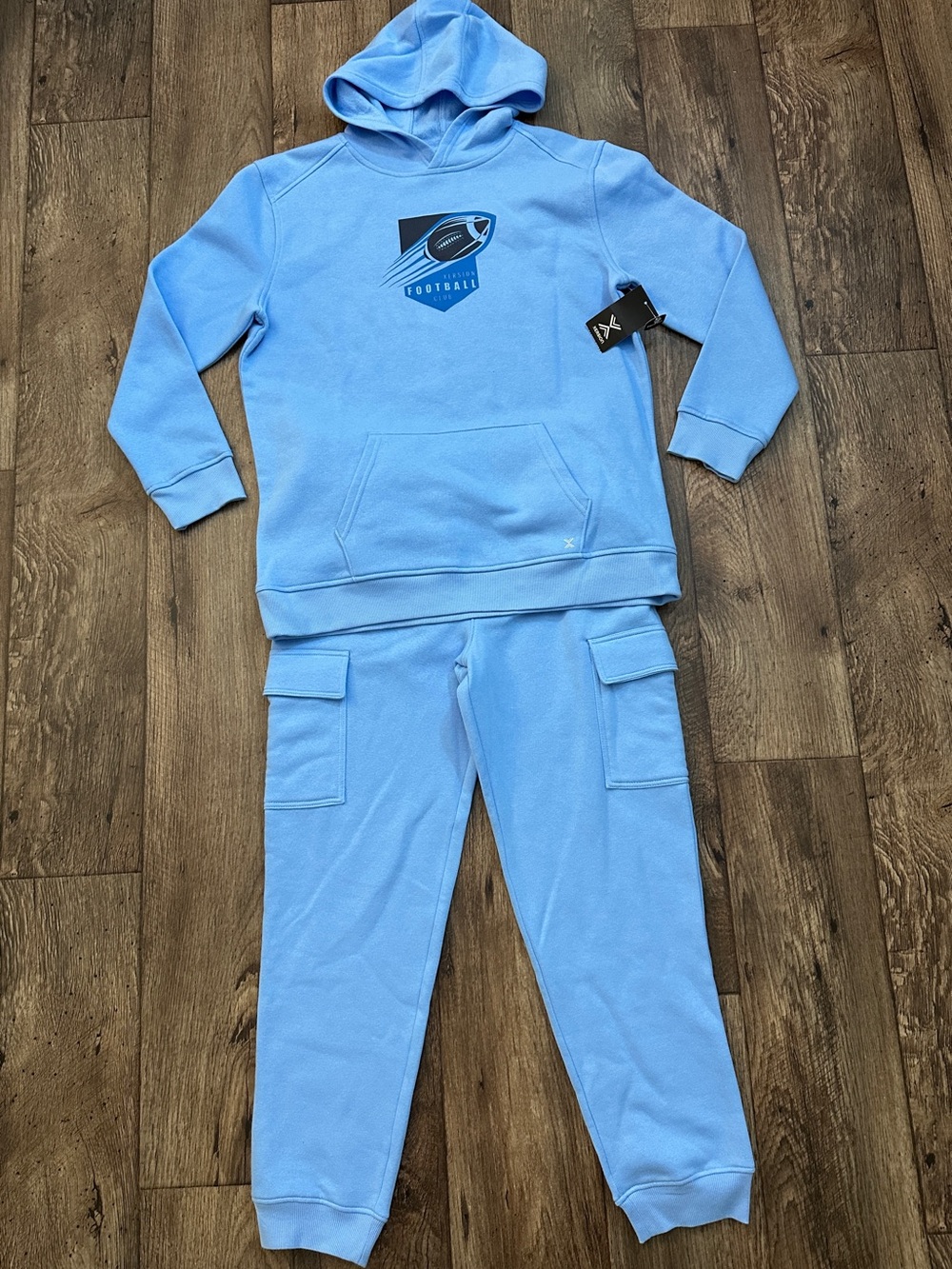 Xersion Football Club Sweatpants Hoodie Set Boys Size L(14/16) Nautical Blue